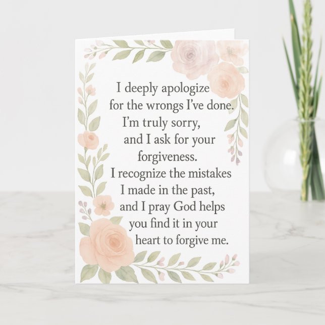 Tarjeta I'm Sorry/Apology\ Forgiveness Floral  (Anverso)