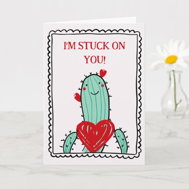 Tarjeta I'm Stuck On You Funny Kids Valentine's Day  (Planta pequeña)