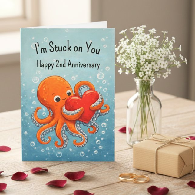 Tarjeta I'm Stuck on You Octopus Anniversary Funny any yr (Subido por el creador)