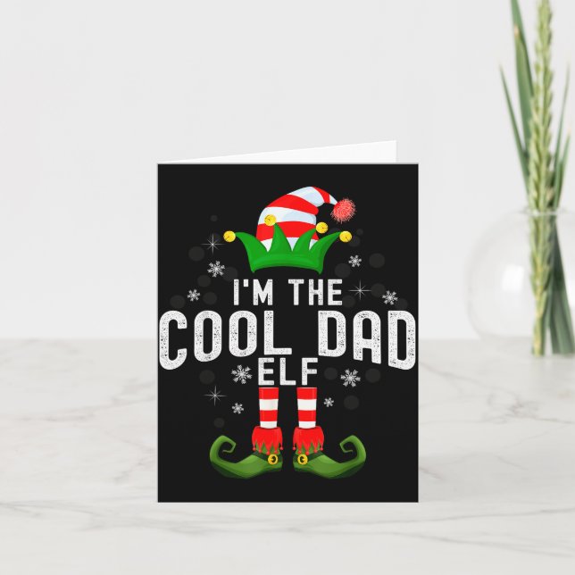 Tarjeta I'm The Cool Dad Elf Christmas Family Pjs Costume  (Anverso)