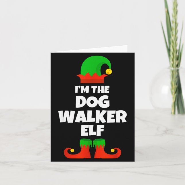 Tarjeta I'm The Dog Walker Elf Family Pajama Christmas Fun (Anverso)