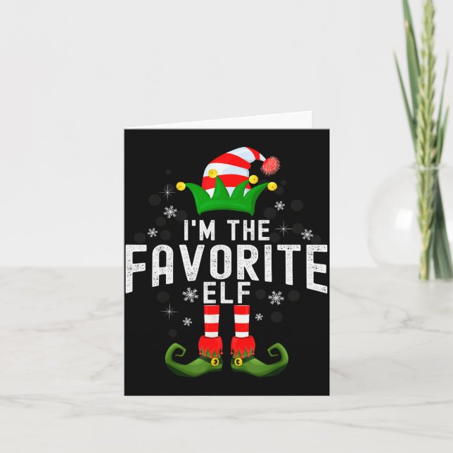 Tarjeta I'm The Favorite Elf Christmas Family Pjs Costume  (Anverso)