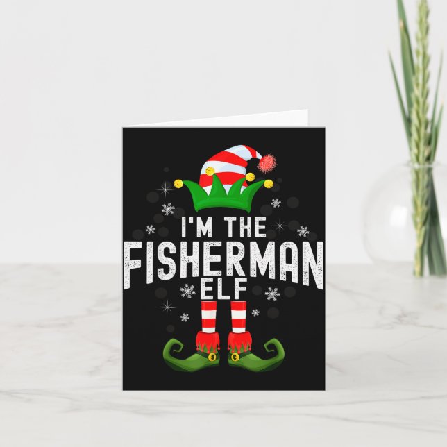 Tarjeta I'm The Fisherman Elf Christmas Family Pjs Costume (Anverso)