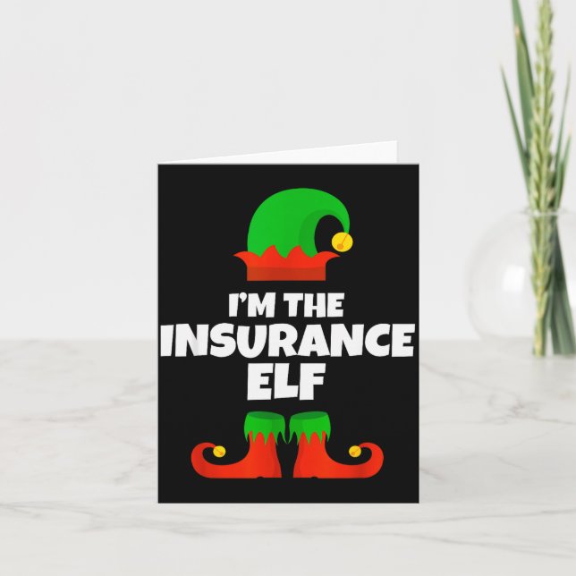 Tarjeta I'm The Insurance Elf Family Pajama Christmas Funn (Anverso)