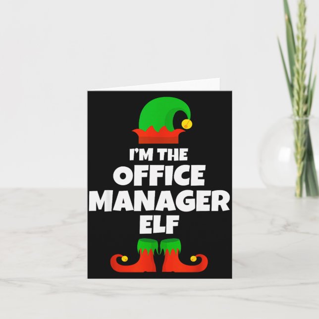 Tarjeta I'm The Office Manager Elf Family Pajama Christmas (Anverso)