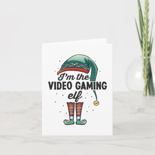Tarjeta I'm the Video gaming Elf Christmas Gift Xmas (Anverso)