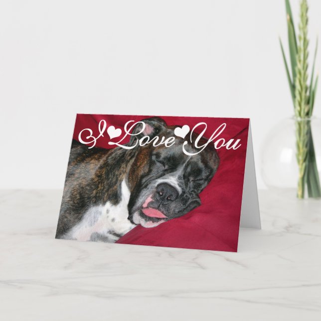 Tarjeta Imagen americana del perro del boxeador te amo (Anverso)