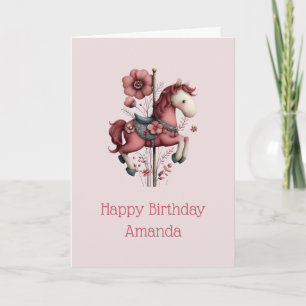 Tarjeta Imagen de caballo de carrusel caprichoso de cumple