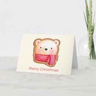 Tarjeta Imagen de cookie de oso lindo con Navidades temáti