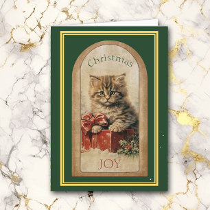 Tarjeta Imagen de época Regalo de Navidades de Kitten de T