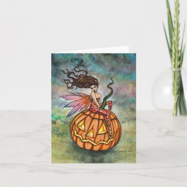Tarjeta Imagen de Halloween Fairy Art de Molly Harrison (Anverso)