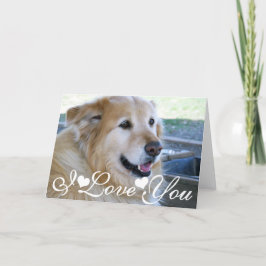 Tarjeta Imagen de la foto del golden retriever te amo