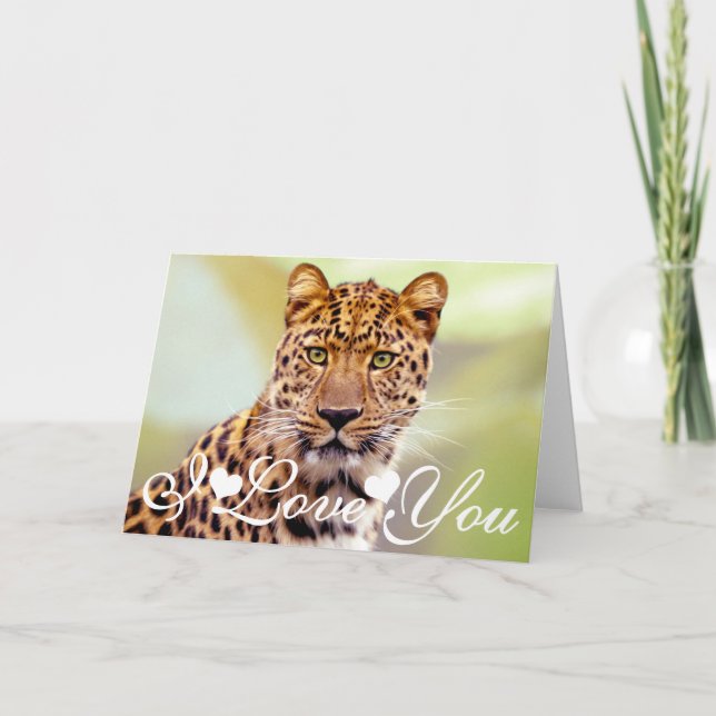 Tarjeta Imagen de la fotografía del leopardo te amo (Anverso)