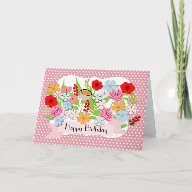 Tarjeta Imagen de las flores de jardín con una gran explos (Anverso)