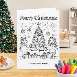 Tarjeta Imagen de Navidad para colorear de niños Árbol Fel