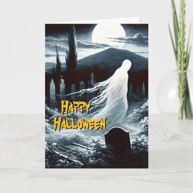 Tarjeta Imagen Fantasca De Halloween En Un Antiguo Cemente (Anverso)