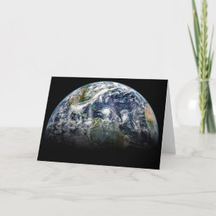 Tarjeta Imagen Mosaica Del Planeta Tierra Con 3 Huracanes