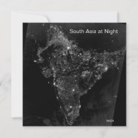 Imagen satelital de la NASA, Asia del Sur de noche