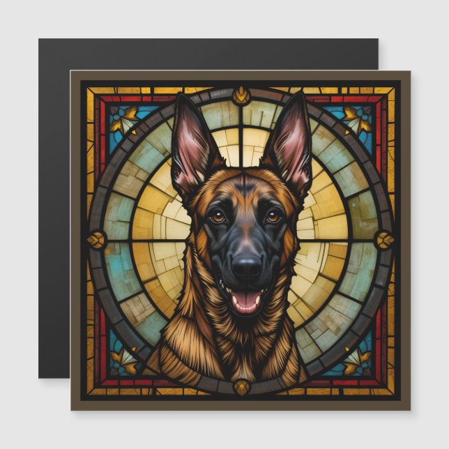 Tarjeta imán de Malinois Belga (Anverso/Reverso)