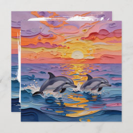 Tarjeta Impasto Dolphins and Ocean Waves | Thinking of You
