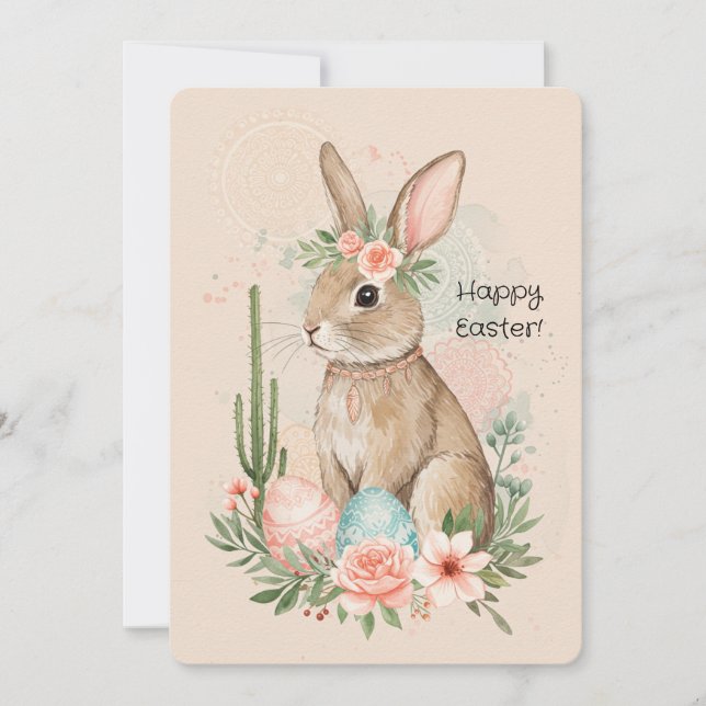 Tarjeta Impresa Boho Easter Bunny - Impresionante (Anverso)