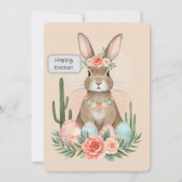 Tarjeta Impresa Boho Easter Bunny - Impresionante