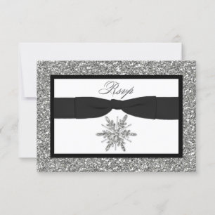 Tarjeta IMPRESA de RSVP del copo de nieve de la