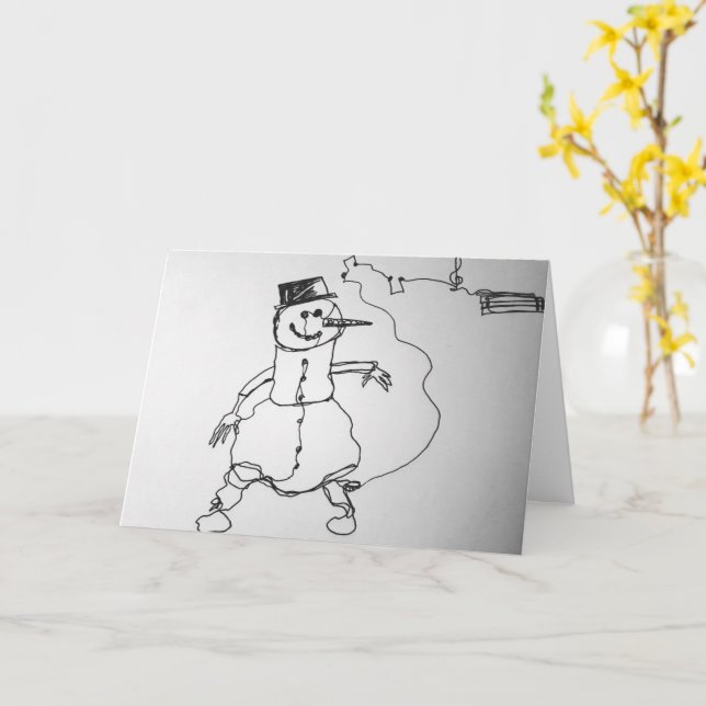 Tarjeta Impresión artística de muñeco de nieve musical (flor amarilla)