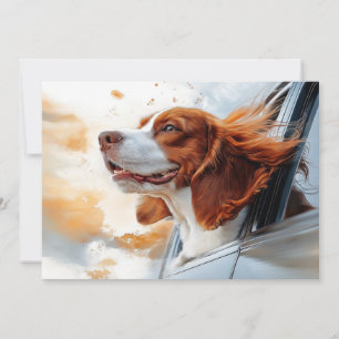 Tarjeta Impresión artística de perro alegre en el viento