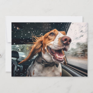 Tarjeta Impresión artística de perro emocionado en un pase