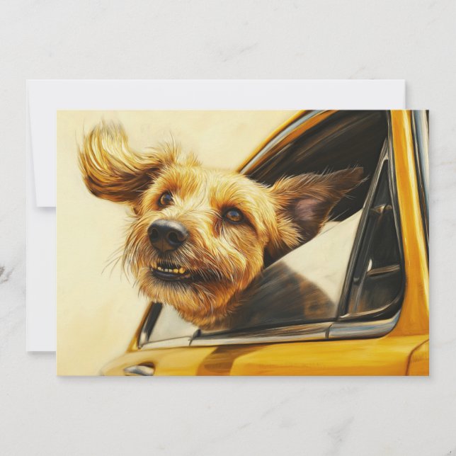 Tarjeta Impresión artística de perro juguetón disfrutando  (Anverso)