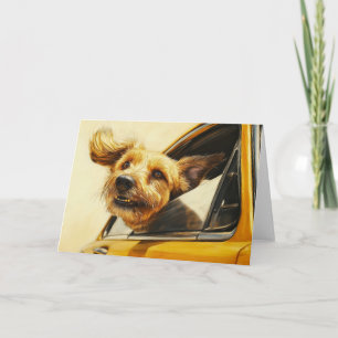 Tarjeta Impresión artística de perro juguetón disfrutando