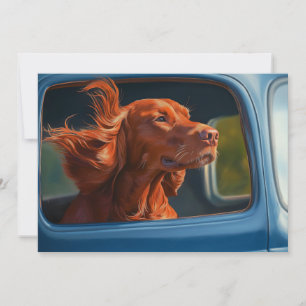 Tarjeta Impresión artística de perro rojo disfrutando de u