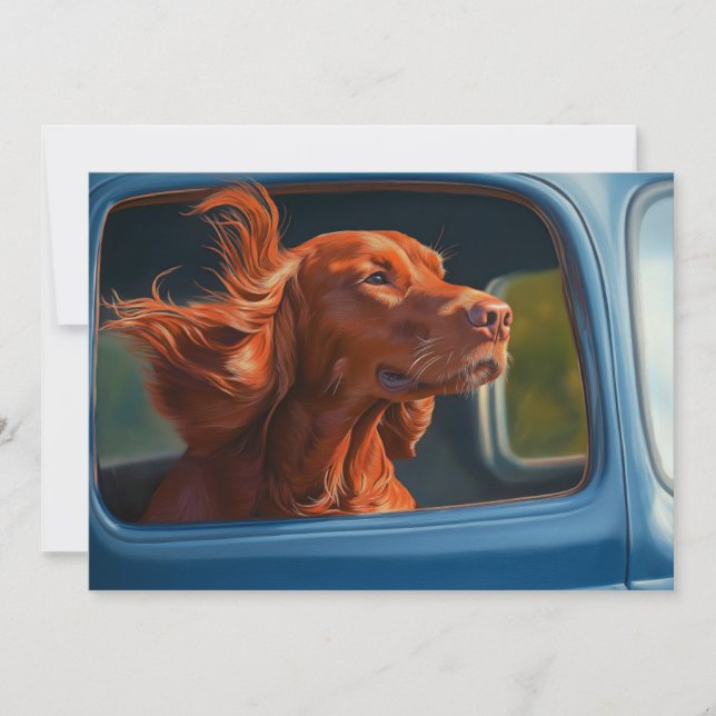 Tarjeta Impresión artística de perro rojo disfrutando de u (Anverso)