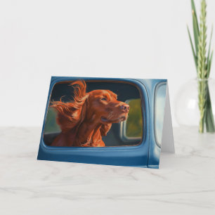 Tarjeta Impresión artística de perro rojo disfrutando de u