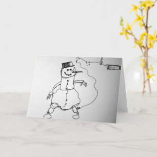 Tarjeta Impresión de arte de muñeco de nieve musical