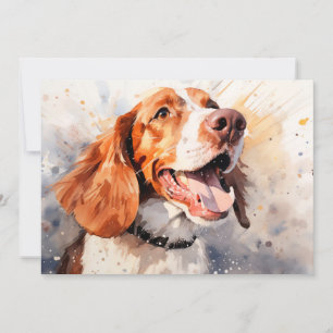 Tarjeta Impresión de arte de perro con acuarela feliz