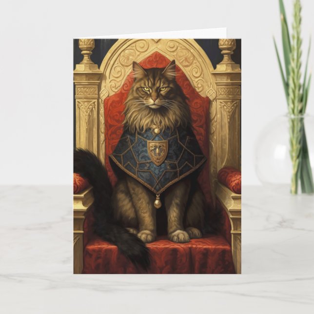 Tarjeta Impresión de arte de trono masculino de gato (Anverso)