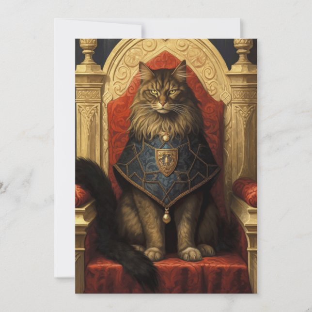Tarjeta Impresión de arte de trono masculino de gato (Anverso)