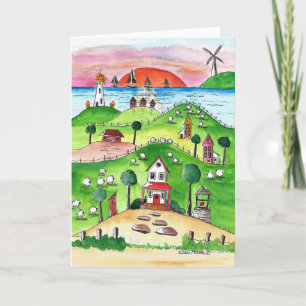 Tarjeta Impresión de arte folclórico, costero, costero
