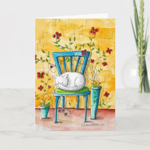 Tarjeta Impresión de arte popular, sueño de gato blanco, a