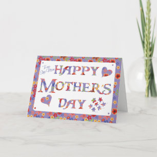 Tarjeta Impresión de bonito malva para el Día de la Madre
