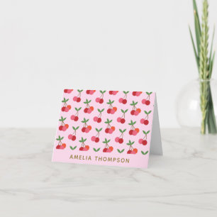 Tarjeta Impresión de cereza rosa nombre personalizado Coqu
