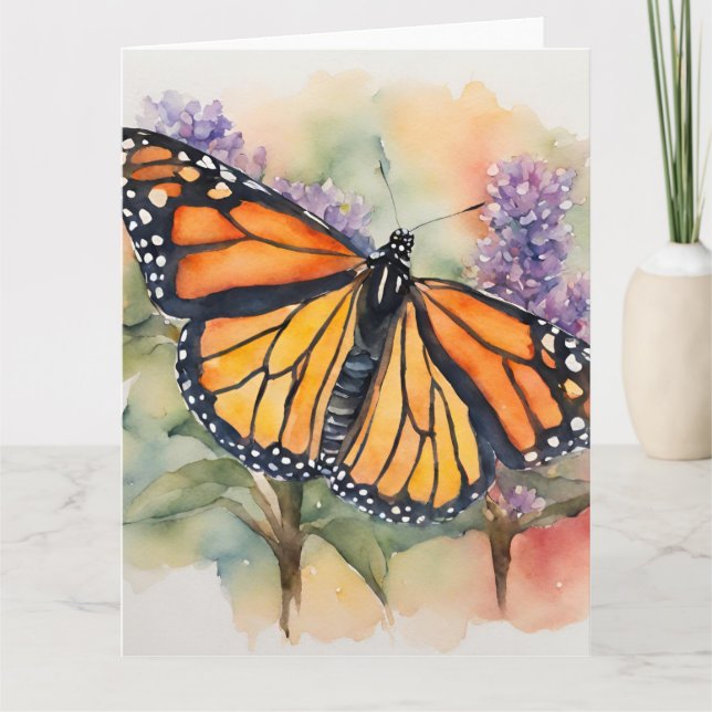Tarjeta Impresión de color de mariposa monarca (Anverso)