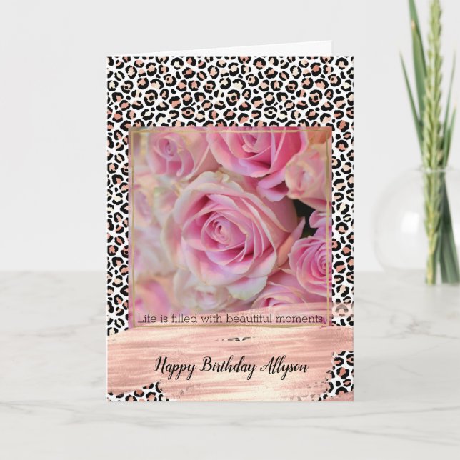 Tarjeta Impresión de leopardo blanco rosado de Rubor (Anverso)