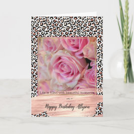 Tarjeta Impresión de leopardo blanco rosado de Rubor