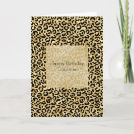 Tarjeta Impresión de leopardo de Purpurina de oro negro