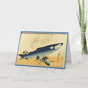 Tarjeta Impresión de pescado japonés de Bora (Mullet gris)