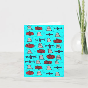 Tarjeta Impresión divertida de Halloween en azul