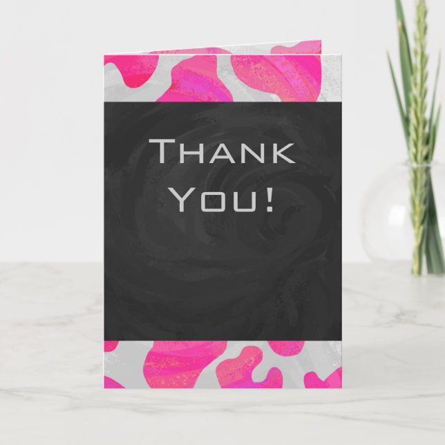 Tarjeta Impresión en blanco y rosa caliente de vaca monogr (Anverso)